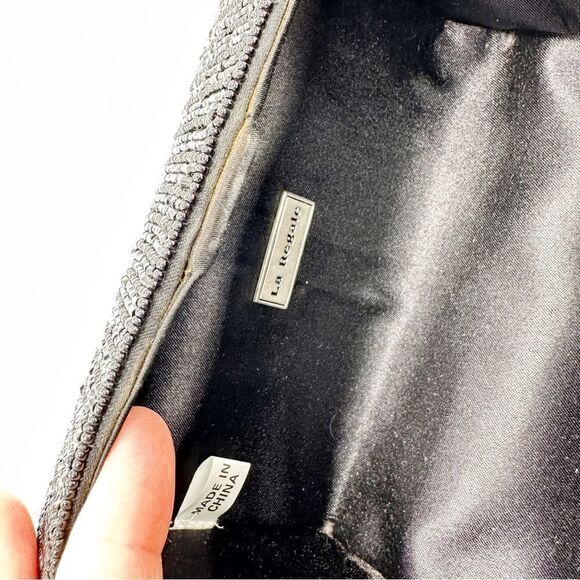 La Regale Vintage Black Beaded Rectangle Box w/Double Satin Handles Unique - Picture 8 of 12